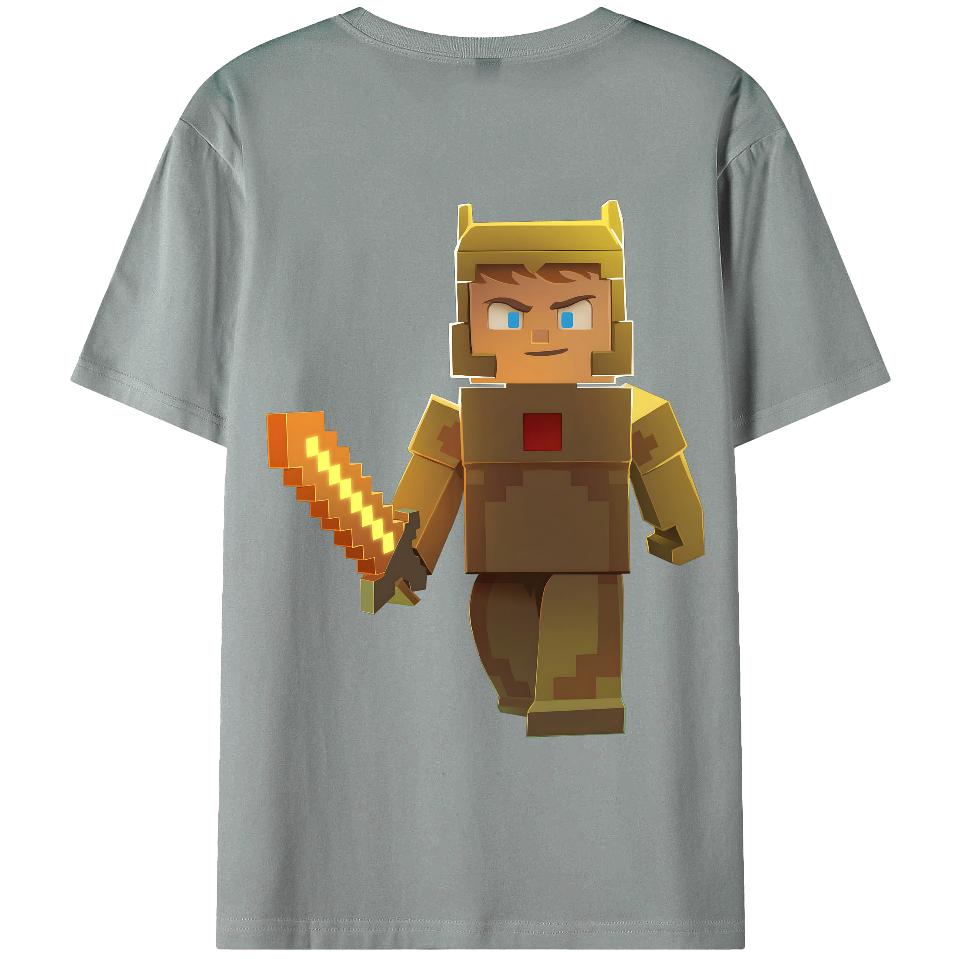 （画像用） マインクラフト ブロックの世界 Minecraft MC Block world 綿100％ メンズ半袖Tシャツ（バックプリント） 通気性